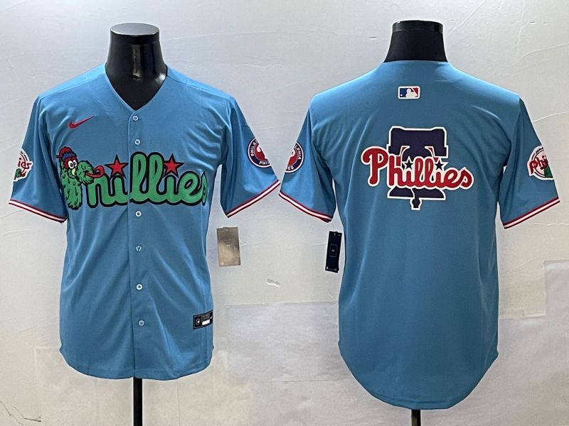 Men Philadelphia Phillies Blank Light Blue three generations Joint Name 2025 Nike MLB Jersey style 4->philadelphia phillies->MLB Jersey